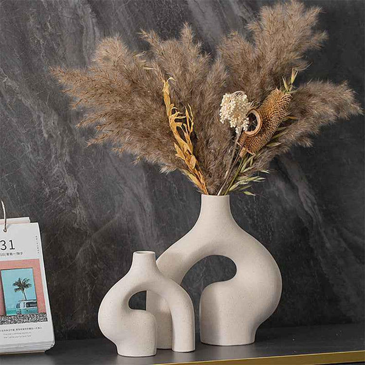Nordic Ceramic Vase – Minimalist Floral Home Decor | minimalist ceramic vase with dried flowers