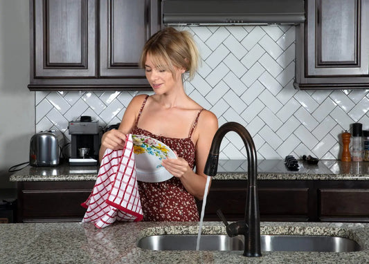 Premium Dish Towels for Kitchen with Hanging Loop 8 Pack 16x26 inch Red Color