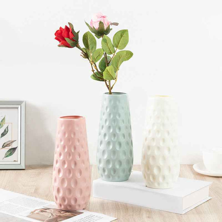 Nordic Durable Plastic Flower Vase – Modern Home Accent | Elden Home with flowers displayed on a table.