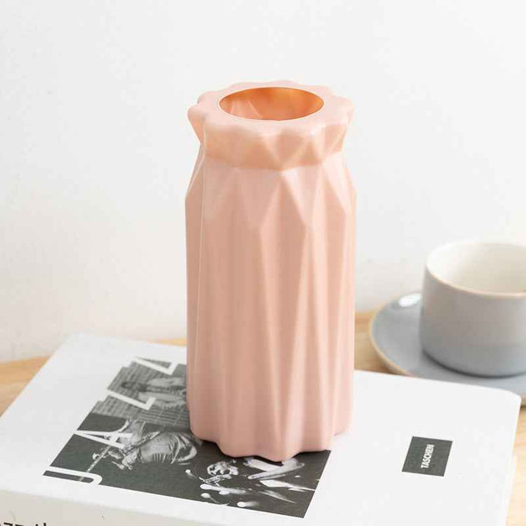 Nordic Durable Plastic Flower Vase – Modern Home Accent | Elden Home in soft pink, showcasing a modern design and sleek shapes.